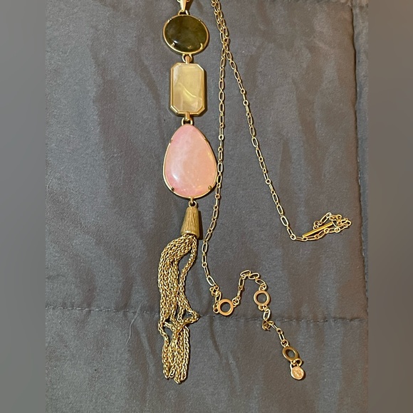 Spartan 449 Gold-tone Necklace with three stones and tassel - Picture 3 of 13